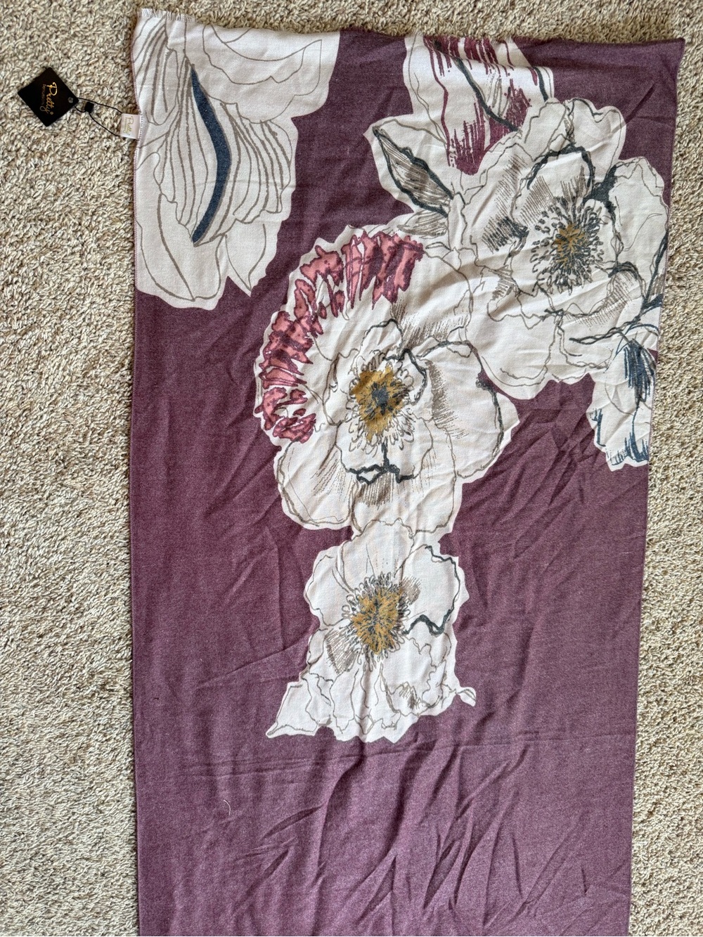 Pretty Persuasions Plum and Cream Floral Scarf